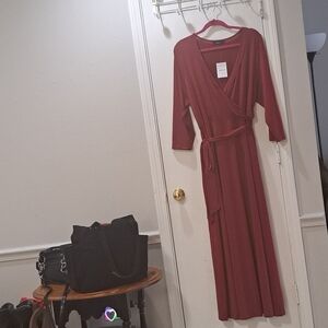 Elegant Burgundy Wrap Dress